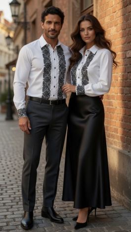 Lmt.signature men's premium shirt white with black embroidery