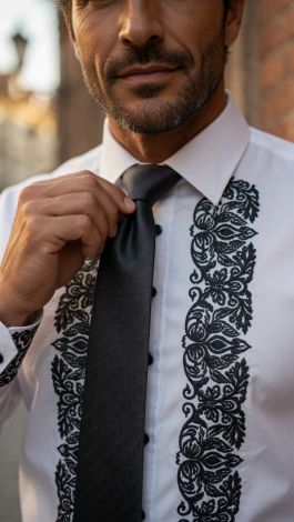 Lmt.signature men's premium shirt white with black embroidery - Image 4