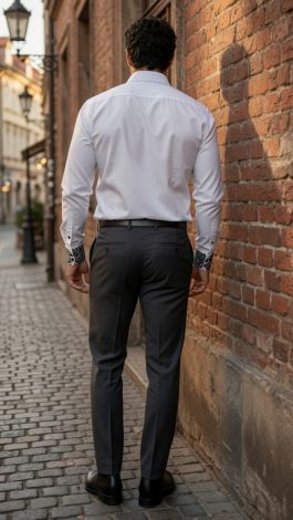 Lmt.signature men's premium shirt white with black embroidery - Image 6