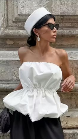 Elegant bandeau top with cotton and viscose lining