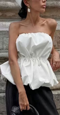 Elegant bandeau top with cotton and viscose lining - Image 4