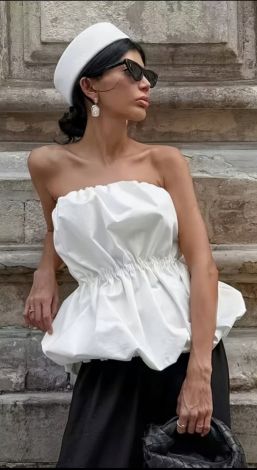 Elegant bandeau top with cotton and viscose lining