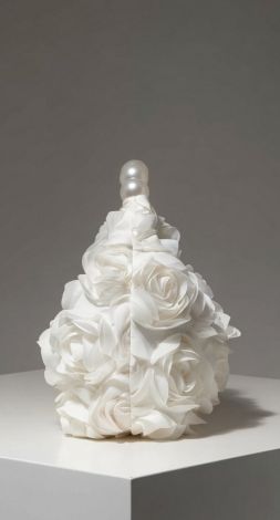 Designer bag with voluminous roses and a pearl handle