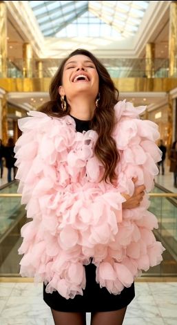 Designer handmade organza bomber jacket - Image 5