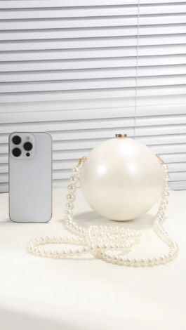 Pearl-colored spherical evening bag