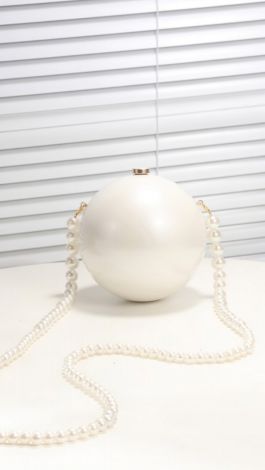 Pearl-colored spherical evening bag