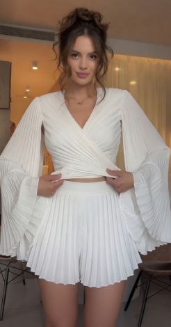 Designer Pleated Suit (Top and Shorts)
