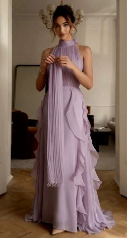 Lavender Chiffon Evening Dress - Image 6
