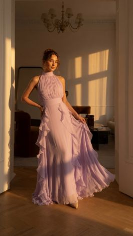 Lavender Chiffon Evening Dress