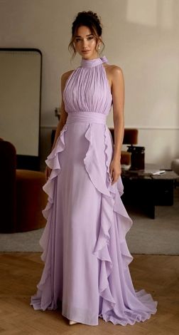 Lavender Chiffon Evening Dress