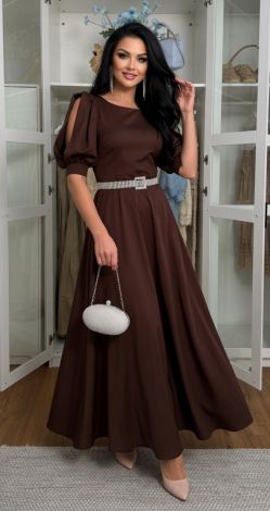 Chocolate Evening Dress in Premium Fabric