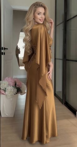 Bronze Evening Dress and Elegant Cape