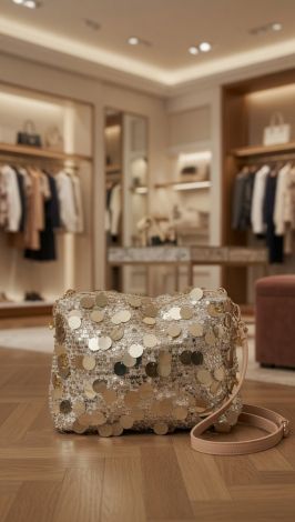 Evening bag with large sequin trim