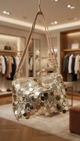 Evening bag with large sequin trim