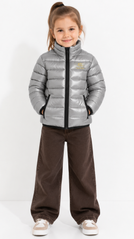 Girls embroidered windbreaker grey