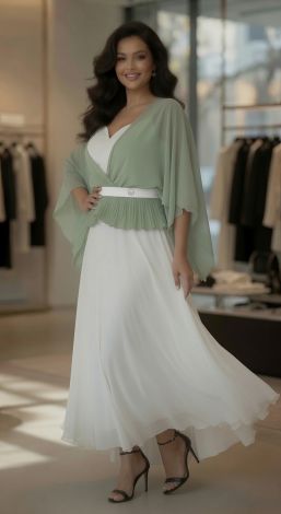 An exquisite white and olive set