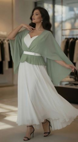 An exquisite white and olive set