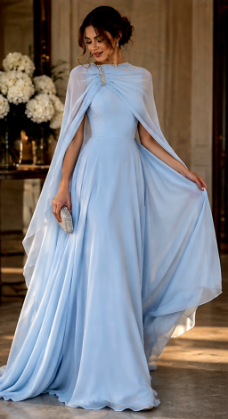 A luxurious blue evening dress with a crystal - Image 4