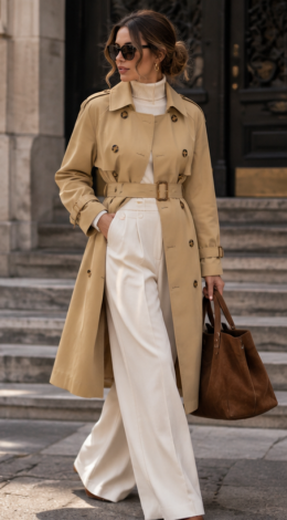 Lightweight classic cotton and polyester trench coat