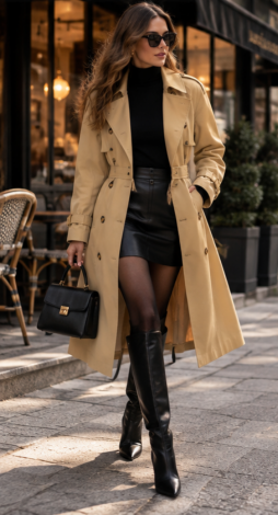 Lightweight classic cotton and polyester trench coat