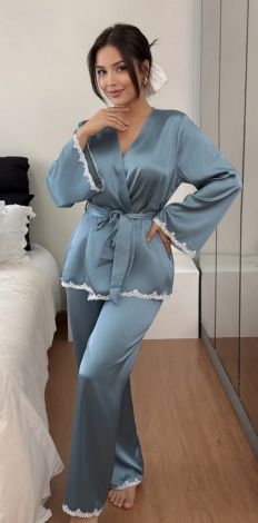 Luxurious silk pajamas with exquisite lace