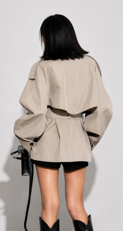 A stylish oversized cropped trench coat - Image 4