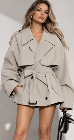 A stylish oversized cropped trench coat - Image 5