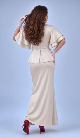 Evening milky-cream suit made of dense eco-silk - Image 4