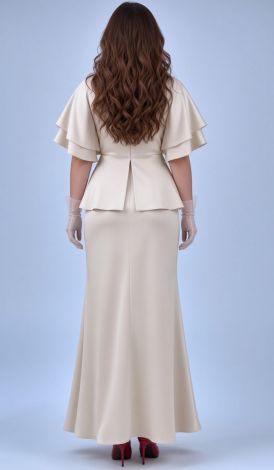 Evening milky-cream suit made of dense eco-silk