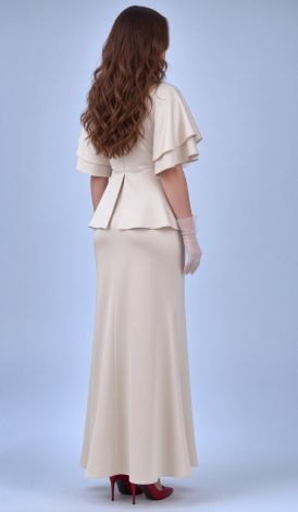 Evening milky-cream suit made of dense eco-silk