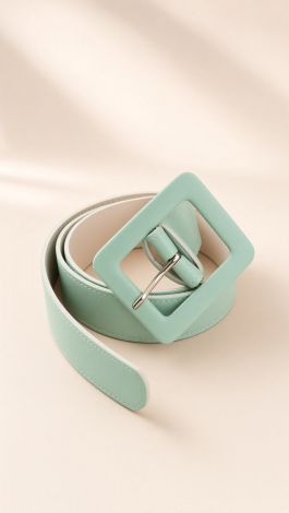 Women's faux leather belt in a soft mint shade