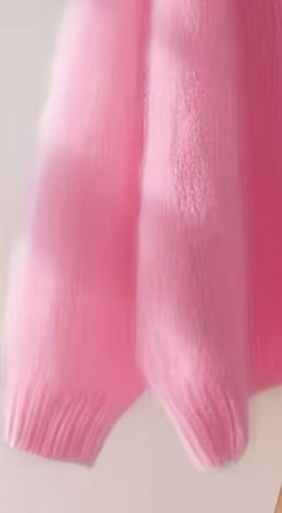 Pink Fluffy Oversized Chunky-Knit V-Neck Sweater - Image 6