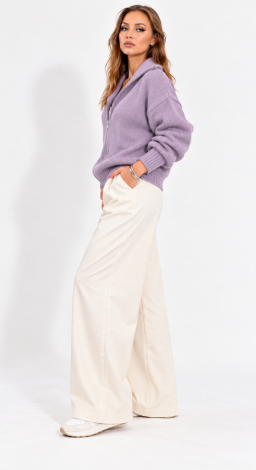 Women's knitted zip-up oversized cardigan lavender