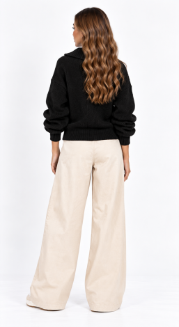 Women's knitted zip-up oversized cardigan black - Image 4
