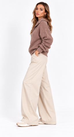 Women's knitted zip-up oversized cardigan beige