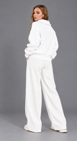 Women's knitted zip-up oversized cardigan white
