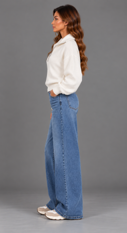Women's knitted zip-up oversized cardigan white