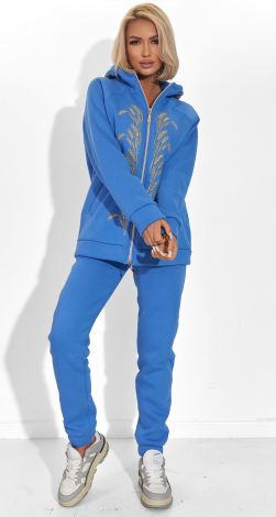 Insulated tracksuit with exclusive Wheat Ears embroidery in Royal Blue  - Image 6