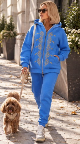 Insulated tracksuit with exclusive Wheat Ears embroidery in Royal Blue 