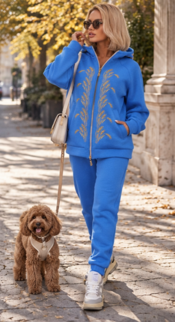 Insulated tracksuit with exclusive Wheat Ears embroidery in Royal Blue 