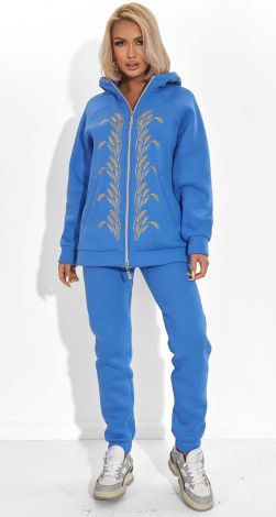Insulated tracksuit with exclusive Wheat Ears embroidery in Royal Blue  - Image 5