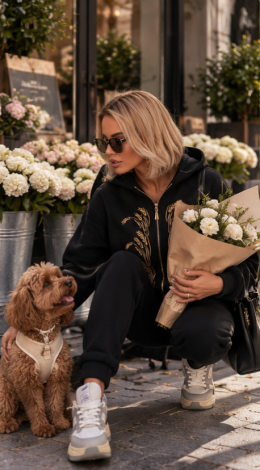 Insulated tracksuit with exclusive Wheat Ears embroidery — Onyx Black
