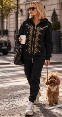 Insulated tracksuit with exclusive Wheat Ears embroidery — Onyx Black