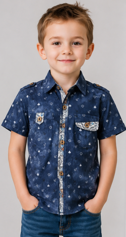 Blue Boys Short Sleeve Shirt