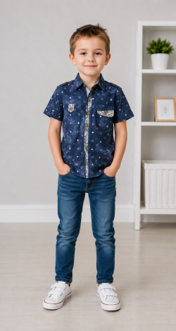 Blue Boys Short Sleeve Shirt