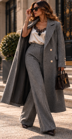 Grey Herringbone cashmere two-piece trouser suit - Image 5