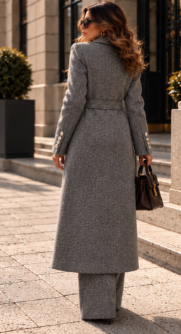 Grey Herringbone cashmere two-piece trouser suit - Image 4