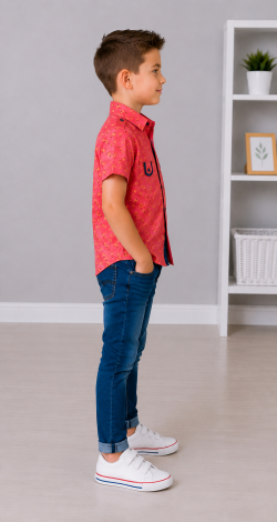Stylish Coral Short Sleeve Shirt for Boys 3-6 Years