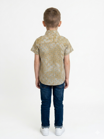 Olive Short Sleeve Shirt for Boys 3-6 Years with Print - Image 5