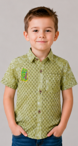 Kids Khaki Shirt for Boys Age 3-6 with Short Sleeves